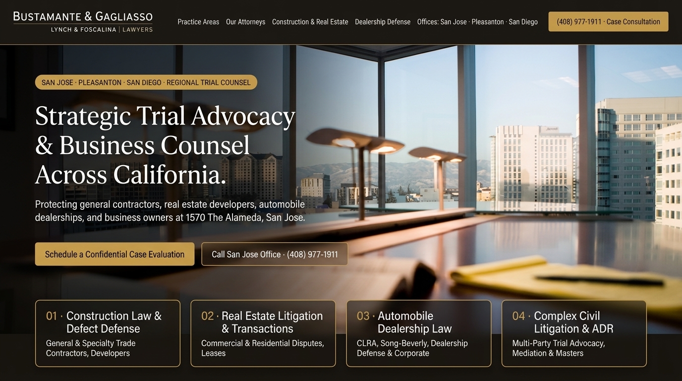Proposed homepage design for Bustamante & Gagliasso